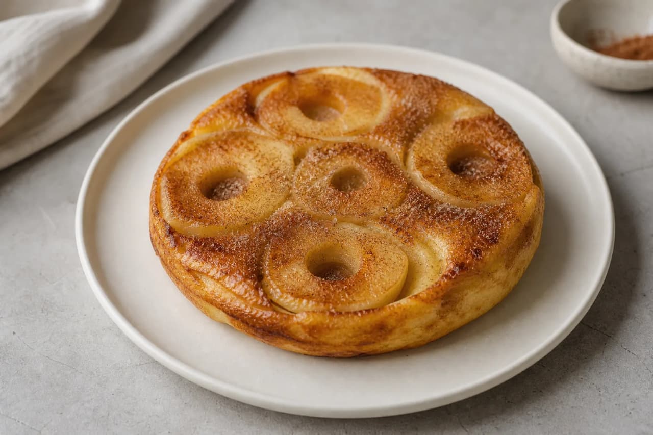 Apfelpfannkuchen, angerichtet
