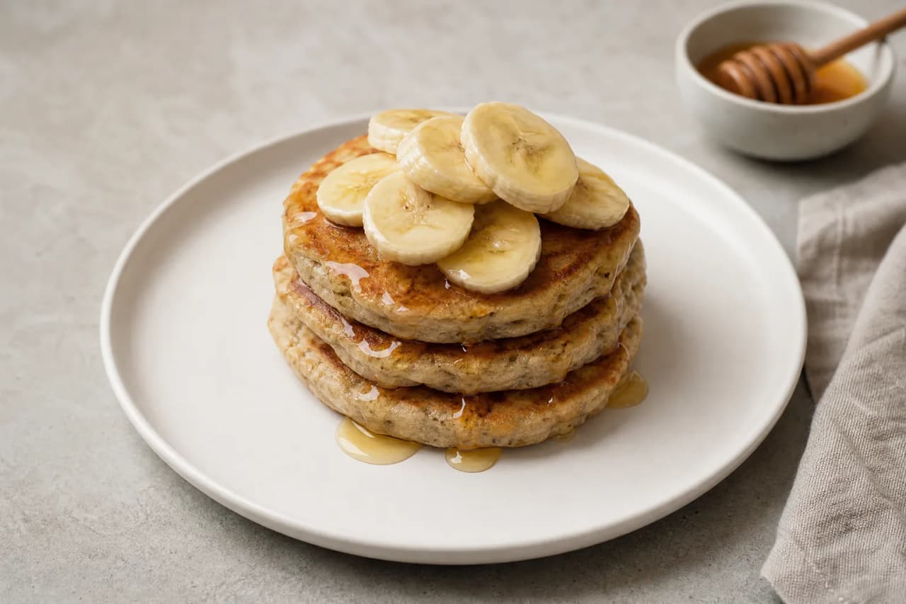 Bananen-Pancakes ohne Mehl, angerichtet