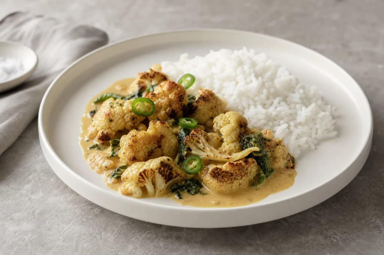 Blumenkohl-Curry, angerichtet