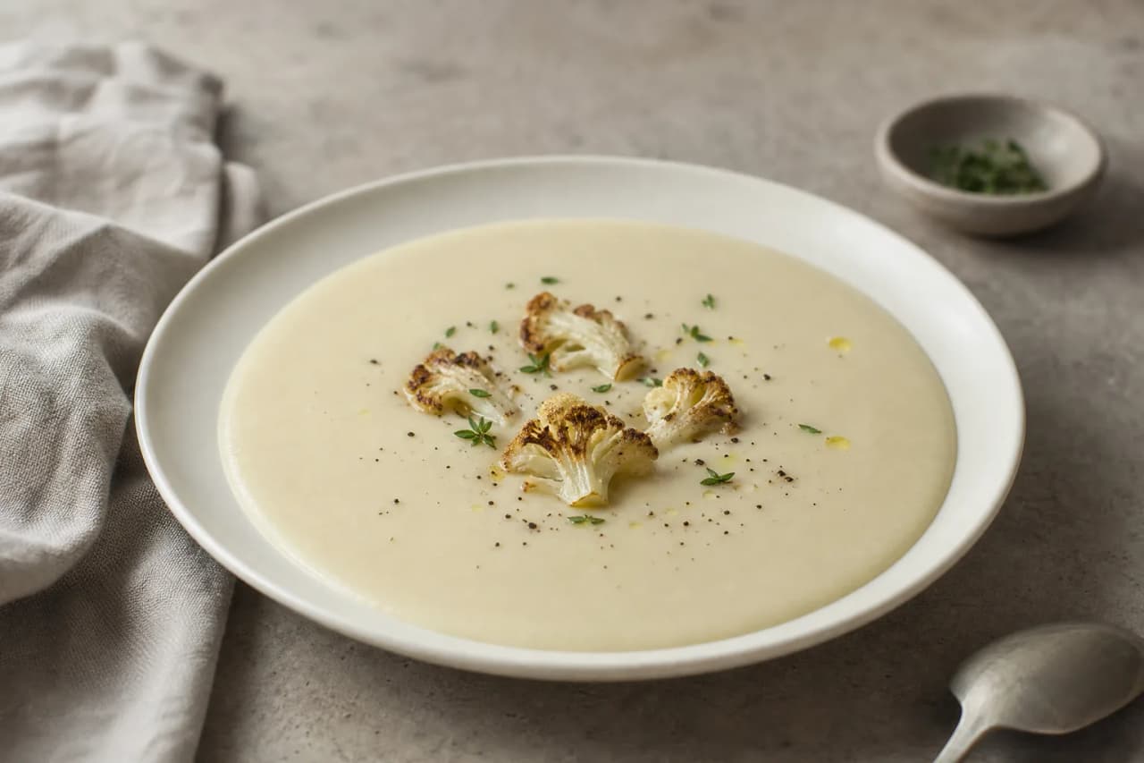 Blumenkohlsuppe, angerichtet