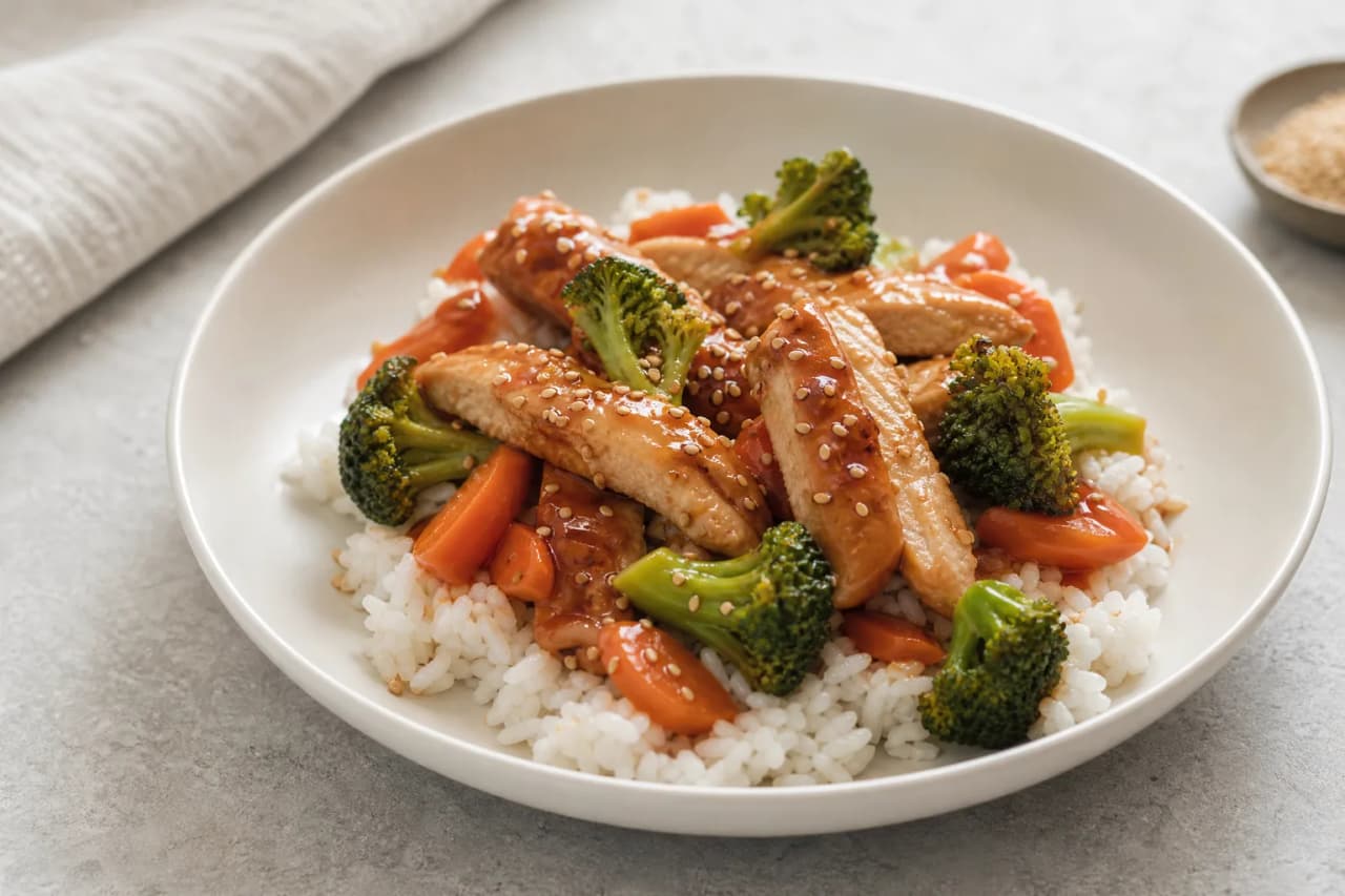 Teriyaki Chicken Bowl, angerichtet