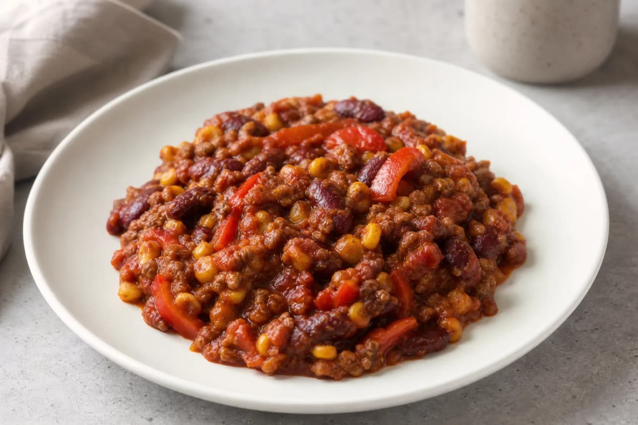 Chili sin Carne, angerichtet