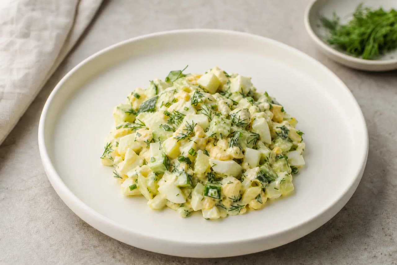 Eiersalat mit Senf, angerichtet