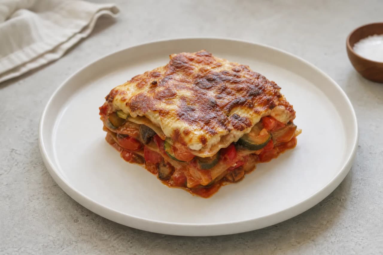 Gemüse-Lasagne, angerichtet