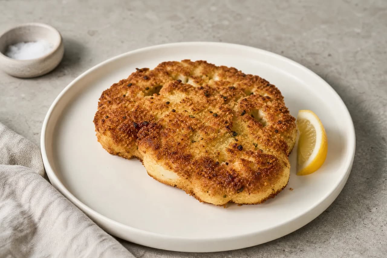 Blumenkohlschnitzel, angerichtet