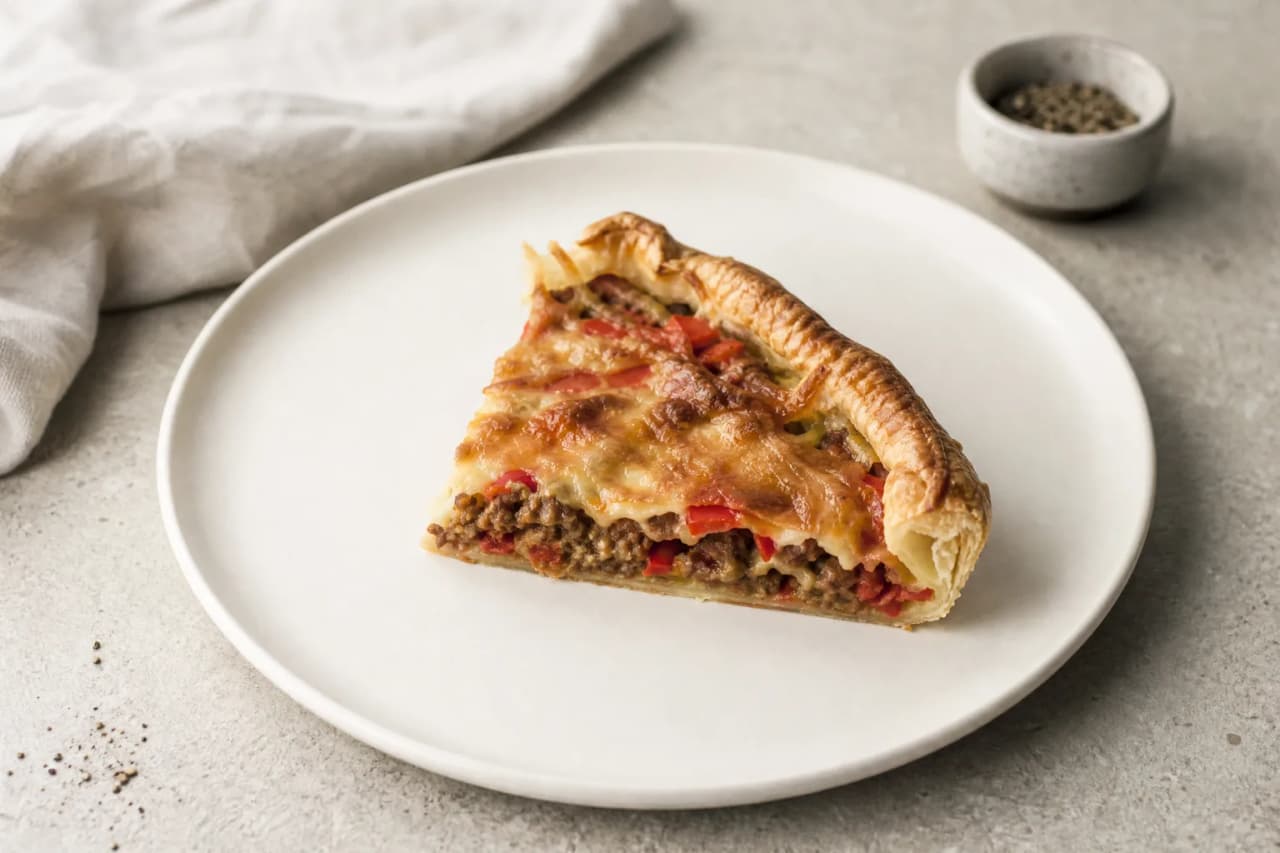 Herzhafte Hackfleisch-Tarte, angerichtet