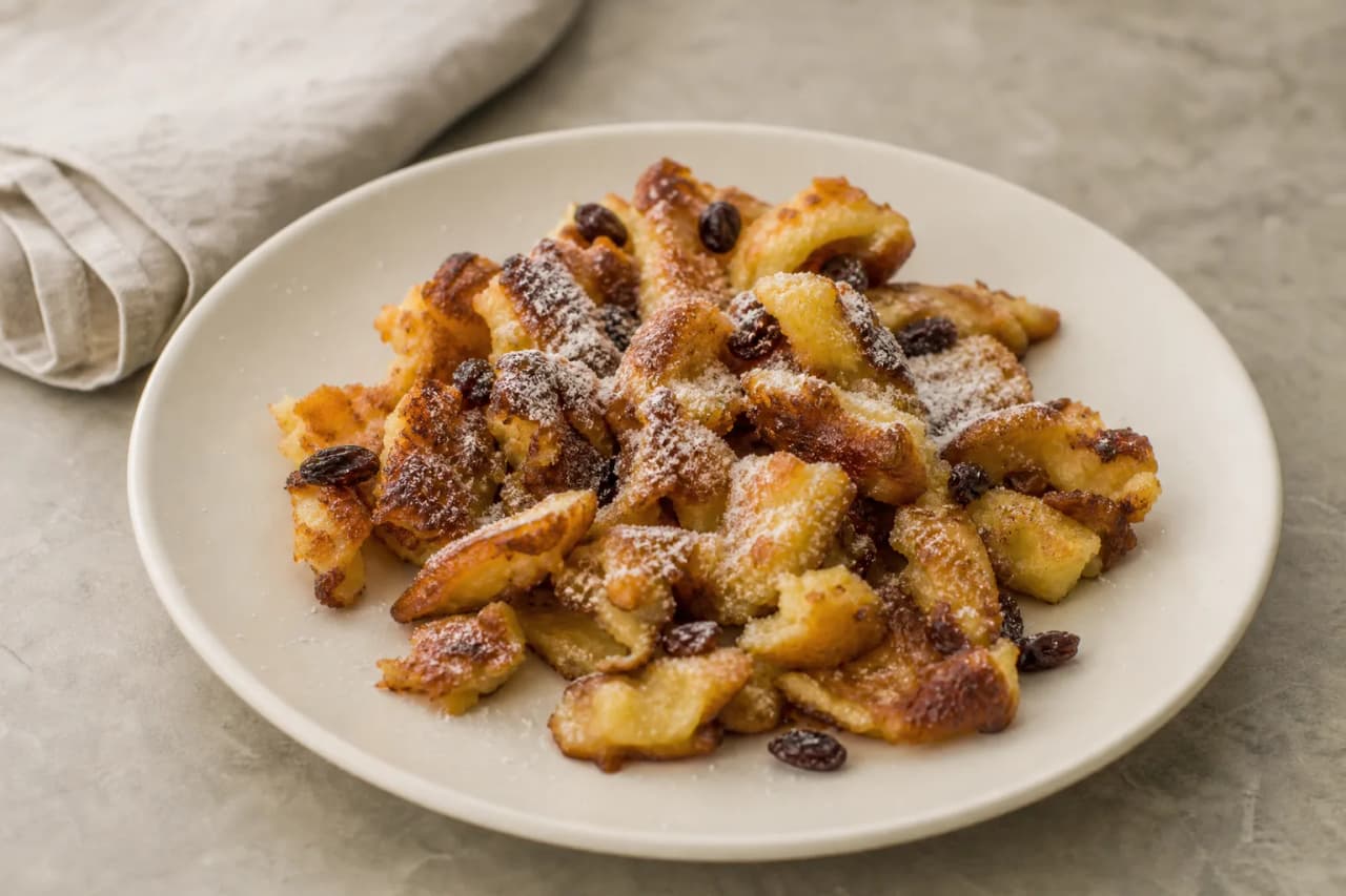 Kaiserschmarrn mit Rosinen, angerichtet