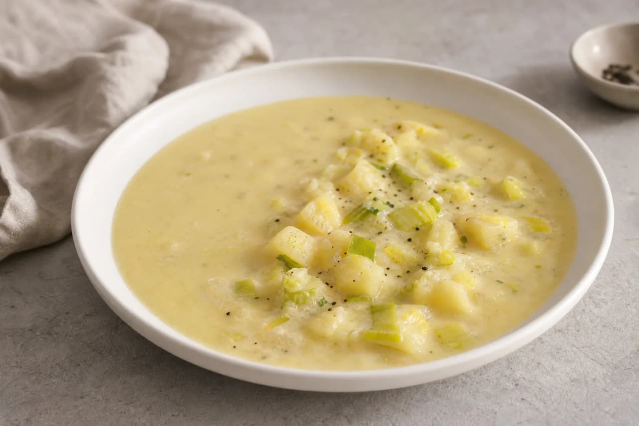 Kartoffel-Lauch-Suppe, angerichtet