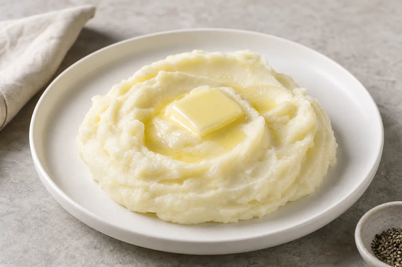 Kartoffelpüree mit Butter, angerichtet