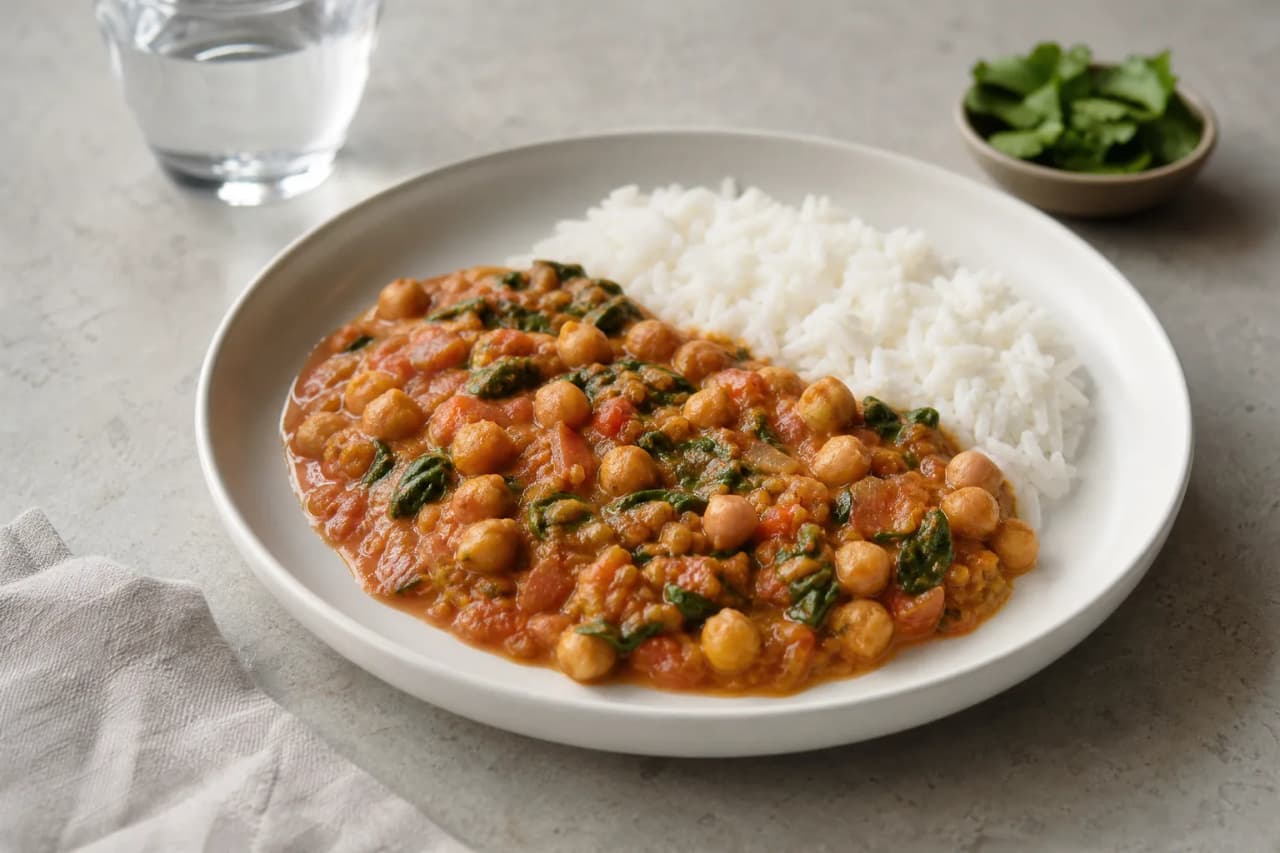 Kichererbsen-Curry, angerichtet