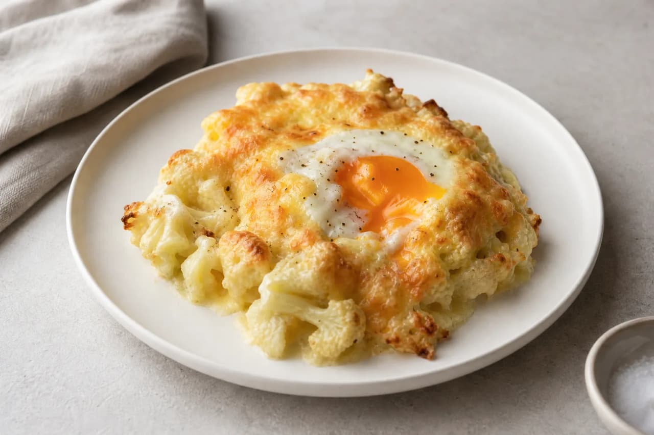 Blumenkohl-Käse-Auflauf, angerichtet