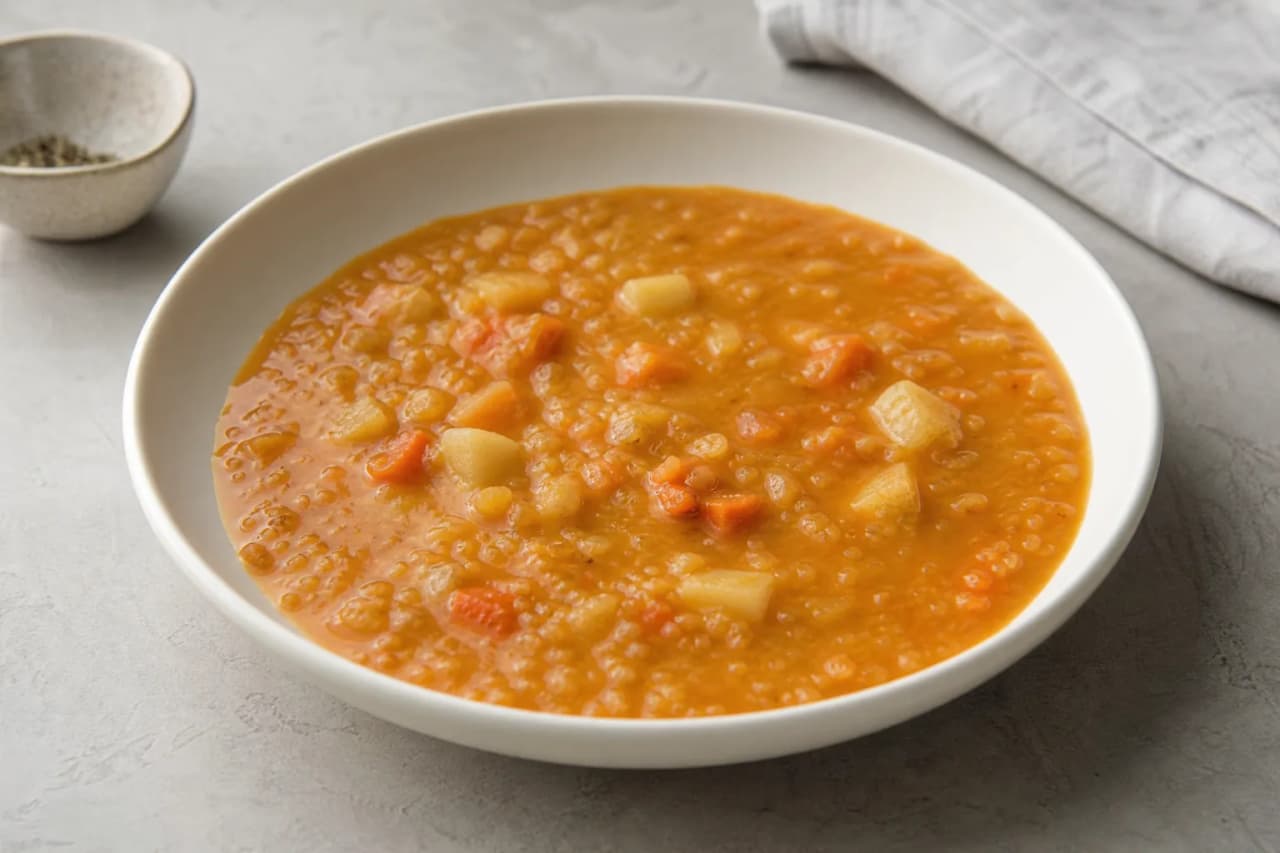 Linsensuppe ohne Speck, angerichtet