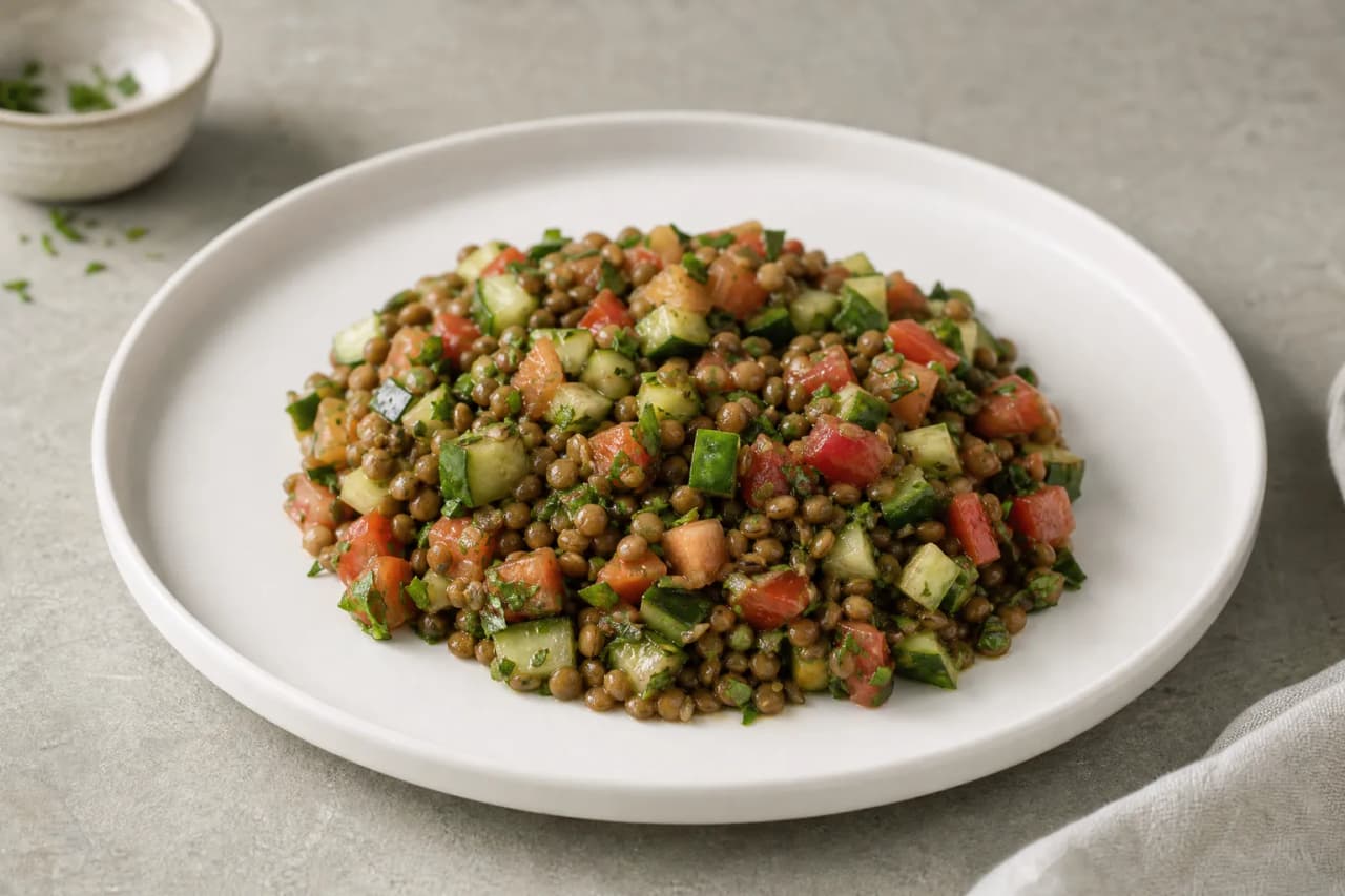 Kleiner Linsensalat, angerichtet