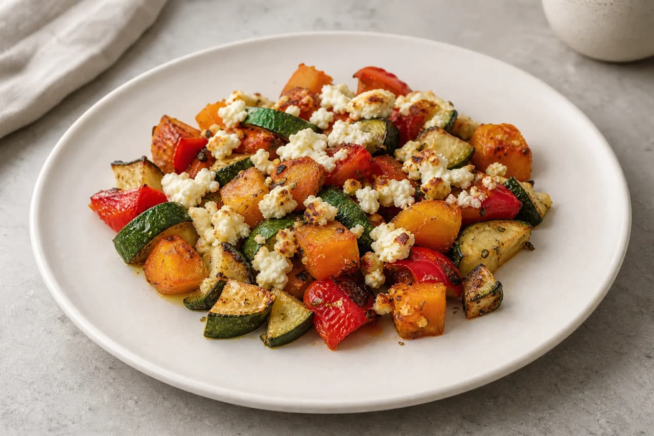 Ofengemüse mit Feta, angerichtet