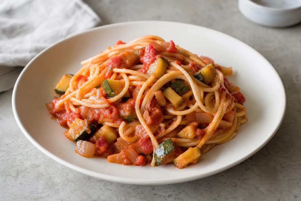 One-Pot-Pasta, angerichtet