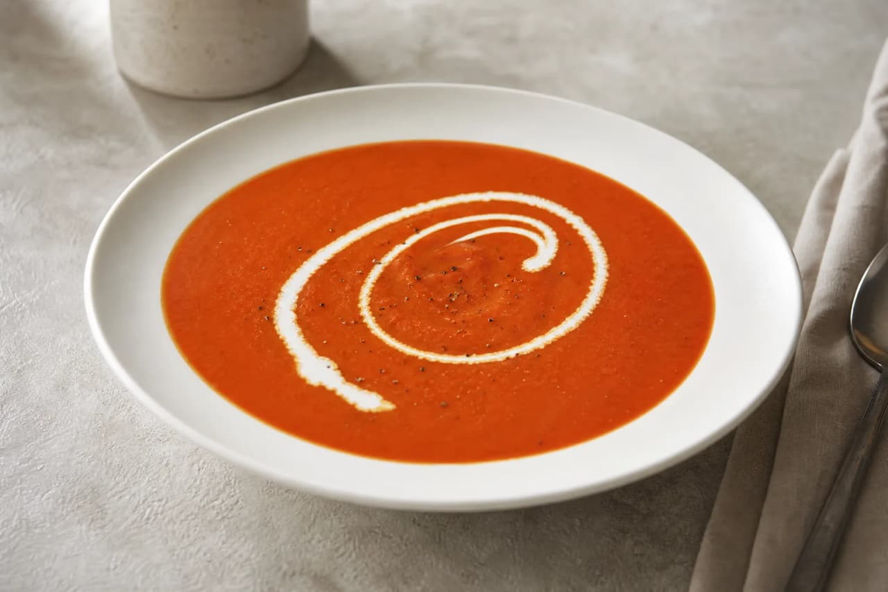 Tomatensuppe, angerichtet